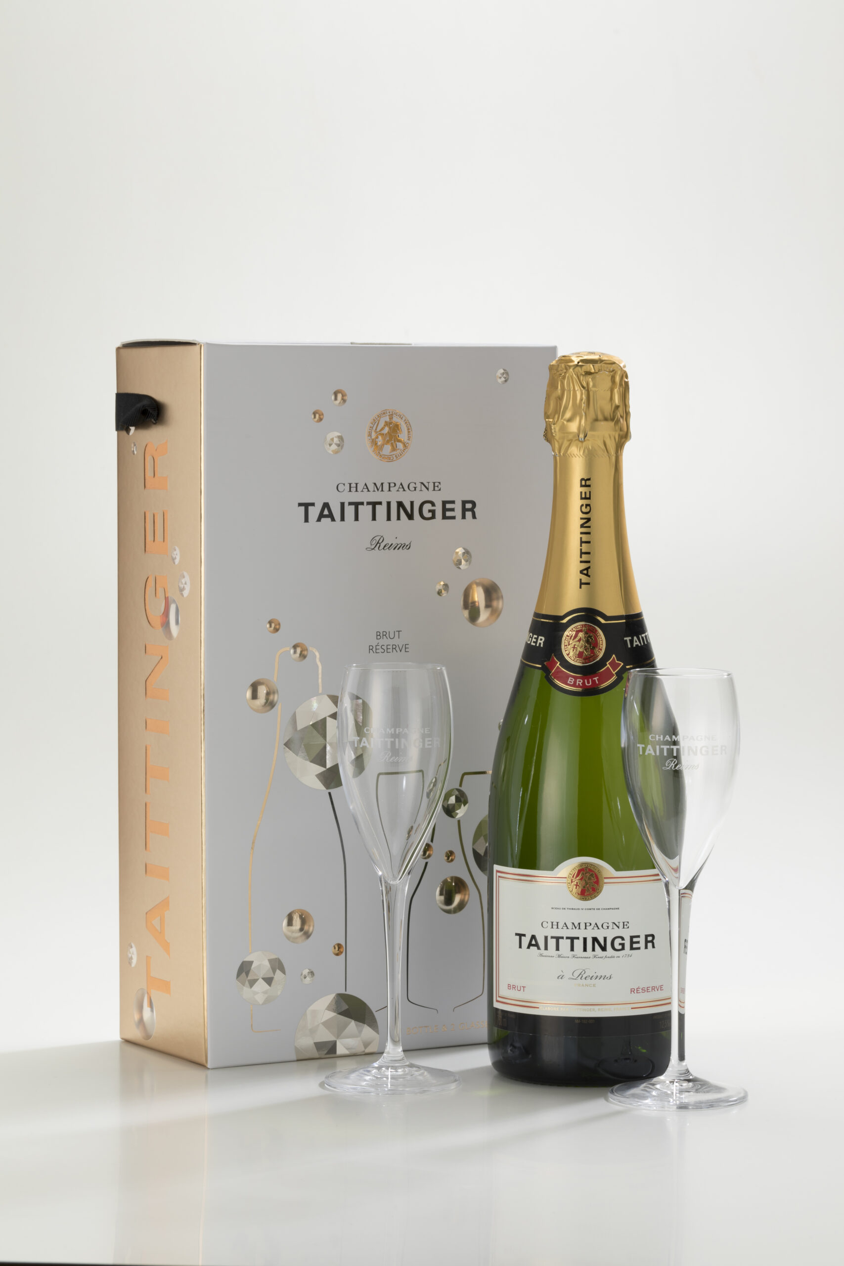 Taittinger Brut NV Champagne & Glasses Gift Set